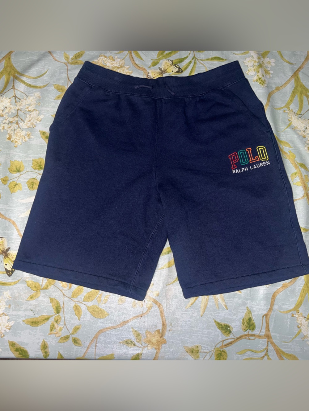 Polo Ralph Lauren Navy Shorts with Multicolor POLO Embroidery